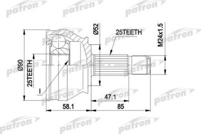 PATRON ШРУС наружн к-кт LANCIA: DEDRA 1.8/1.9 TD 4.89- (PCV1032)