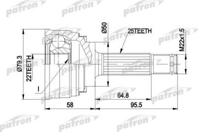 PATRON ШРУС наружн к-кт MITSUBISHI: COLT 78-05/92, GALANT 1.6 06/84-12/87, LANCER 78-05/92, HYUNDAI: LANTRA 1.5ie РКПП 10/90-11/95, PONY 1.3/1.5 РКПП 10/85-0 (PCV1047)