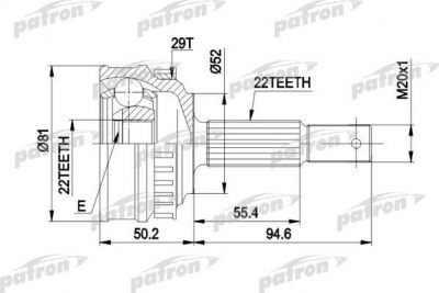 PATRON ШРУС наружн к-кт OPEL: VECTRA/ASTRA 1.4-1.6 с и без ABS 8.91- (PCV1056)