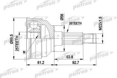 PATRON ШРУС наружн к-кт MAZDA: 626 9.87-92 (PCV1059)