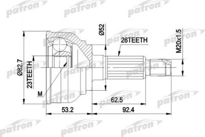 PATRON ШРУС наружн к-кт MAZDA: 626 1.6-1.8 10.82-6.87 (PCV1069)