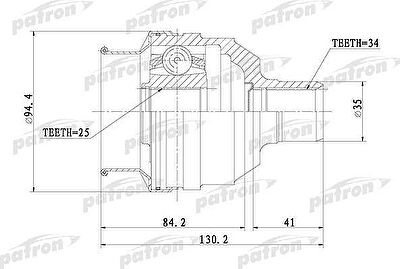 PATRON ШРУС внутренний 25x35x34 OPEL: CALIBRA A 90-97, VECTRA A 89-95, VECTRA A хечбэк 89-95, SAAB: 900 II 93-98, 900 II кабрио 93-98, 900 II купе 93-98 (PCV1072)