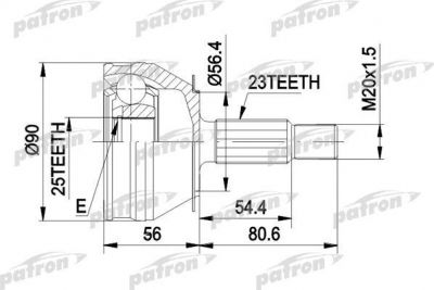 PATRON ШРУС наружн к-кт RENAULT: 18 78 - 86, 18 Variable 79 - 86, 20 75 - 83, (PCV1082)