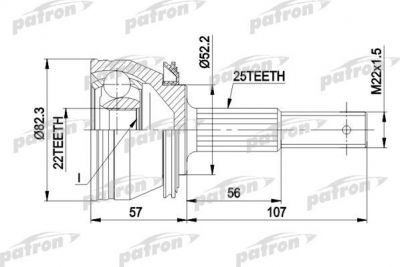 PATRON ШРУС наружн к-кт NISSAN: SUNNY 1.3-1.7 9.86-12.90 (PCV1087)