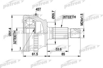 PATRON ШРУС наружн к-кт ROVER: 800 86 - 99, 800 Наклонная задняя часть 86 - 99, 800 купе 92 - 99 (PCV1090)
