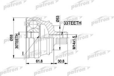 PATRON ШРУС наружн к-кт AUDI: 80, 90 1.6-2.0 4.88-7.94 (PCV1091)