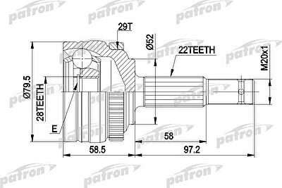 PATRON ШРУС наружн к-кт OPEL: CORSA B 1.2/1.4/1.7D 93-00 (PCV1116)