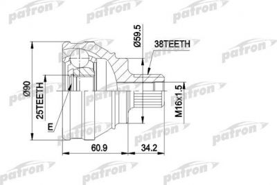 PATRON ШРУС наружн к-кт AUDI: 100 1.8 1.88-12.90 (PCV1119)