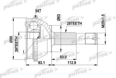 PATRON ШРУС наружн к-кт FIAT: DUCATO 10-14Q с ABS 1.94-, CITROEN: JUMPER 10-14Q с ABS 94-, PEUGEOT: BOXER 10-14Q c ABS 94- (PCV1120)