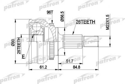 PATRON ШРУС наружн к-кт AUDI: 100 84-12.87 (PCV1127)