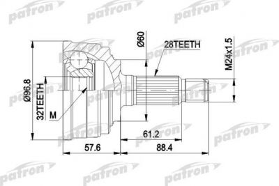 PATRON ШРУС наружн к-кт HONDA: ACCORD с и без ABS 1.8-2.2 9.89-1.93, PRELUDE 87- (PCV1131)