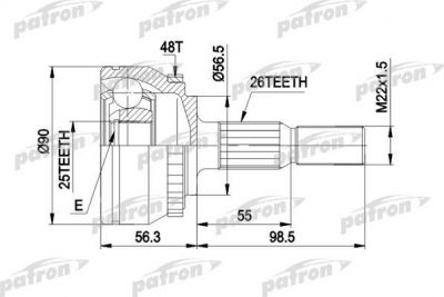 PATRON ШРУС наружн к-кт VOLVO: 850 2.4 кроме турбо 6.91- (PCV1133)