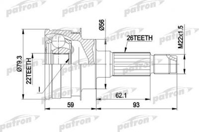 PATRON ШРУС наружн к-кт MAZDA: 323 BG 1.6 / 1.6 16v / 1.8 16v 89-95 (PCV1138)