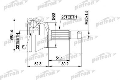 PATRON ШРУС наружн к-кт FORD: ESCORT 1.3/1.4 9.90-10.91 (PCV1156)
