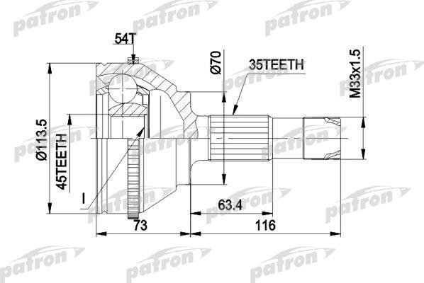 Patron PCV1236 шарнирный комплект, приводной вал на PEUGEOT BOXER автобус (230P)