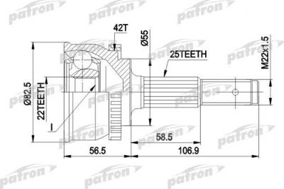PATRON ШРУС наружн к-кт NISSAN: ALMERA I 95 - 00, ALMERA I Hatchback 95 - 00, SUNNY III 90 - 95, SUNNY III Hatchback 90 - 95, SUNNY III Liftback 90 - 95, SUN (PCV1293)
