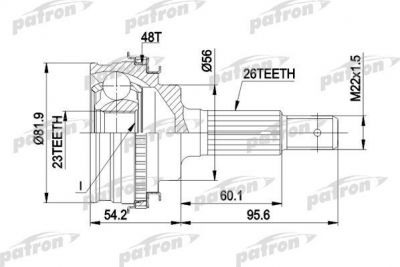 PATRON ШРУС наружн к-кт TOYOTA: CARINA E 92 - 97, CARINA E Sportswagon 93 - 97, CARINA E седан 92 - 97, CARINA II 87 - 93, CELICA купе 82 - 86, COROLLA 92 - (PCV1347)