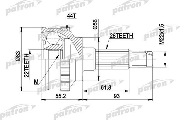 PATRON ШРУС наружн к-кт MAZDA: 323 C V 94-98, 323 F V 94-98, 323 P V 96-, 323 S V 94-98 (PCV1372)