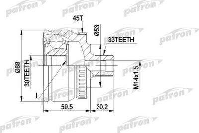 PATRON ШРУС наружн к-кт SKODA: SUPERB 02-, VW: PASSAT 00-05, PASSAT Variant 00-05 (PCV1375)