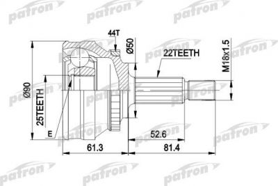 PATRON ШРУС наружн к-кт VOLVO: 440 K 88 - 96, 460 L 88 - 96, 480 E 86 - 96 (PCV1376)