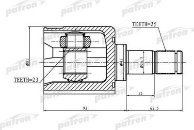 PATRON ШРУС внутренний 25x41x23 MITSUBISHI CARISMA DA 95-03 (PCV1384)