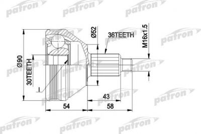 PATRON ШРУС наружн к-кт AUDI: A2 00 - 05, A3 96 - 03, SEAT: AROSA 97 - 04, CORDOBA 02 -, IBIZA IV 02 -, SKODA: FABIA 06 -, FABIA 99 -, FABIA Combi 00 -, FABI (PCV1414)