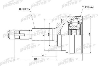 PATRON ШРУС наружный 29x56x24 NISSAN TEANA J31 03-08 (PCV1416)