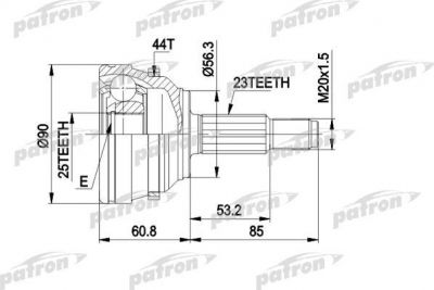 PATRON ШРУС наружн к-кт RENAULT: LAGUNA 93 - 01, LAGUNA Grandtour 95 - 01, MEGANE Grandtour 99 - 03, MEGANE Scenic 97 - 99, SC?NIC 99 - 03 (PCV1422)