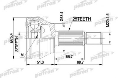 PATRON ШРУС наружн к-кт FORD: FIESTA V 01 -, FUSION 02 - (PCV1432)