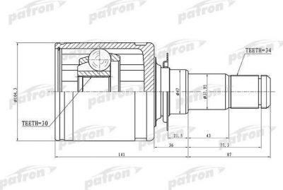 PATRON ШРУС внутренний 34x47x30 TOYOTA LAND CRUISER 200 UZJ200/VDJ200 07- (PCV1449)