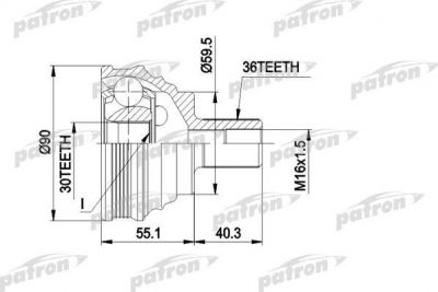 PATRON ШРУС наружн к-кт AUDI: A3 03 -, A3 Sportback 04 -, SEAT: ALTEA 04 -, T (PCV1467)