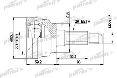 PATRON ШРУС наружн к-кт MAZDA: 323 F VI 98 - 04, 323 S VI 98 - 04, PREMACY 99 - (PCV1472)