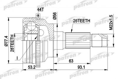 PATRON ШРУС наружн к-кт MAZDA: 323 F VI 98-04, 323 S VI 98-04 (PCV1473)