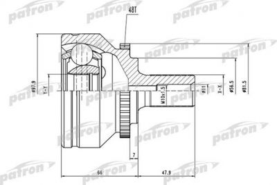 PATRON ШРУС наружн к-кт VOLVO: C70 кабрио 98-05, C70 купе 97-02, S60 00-, S70 97-00, S80 98-06, V70 I универсал 97-00, V70 II универсал 00- (PCV1538)