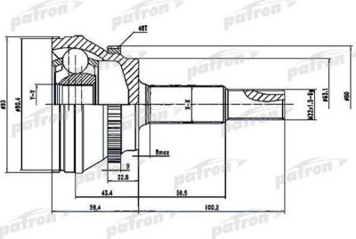 PATRON ШРУС наружный с кольцом ABS 26x63.1x27 ABS:48T TOYOTA CAMRY ACV40/GSV40 06- (PCV1559)