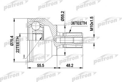 PATRON ШРУС наружн к-кт MAZDA: 3 10.03- (PCV1603)