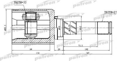 Patron PCV1745 шарнир, приводной вал на NISSAN X-TRAIL (T31)