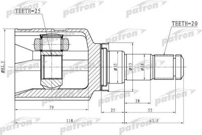 Patron PCV1763 шарнир, приводной вал на TOYOTA MATRIX (ZRE14_, AZE14_)