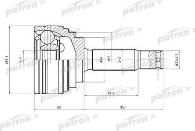 PATRON ШРУС наружн к-кт [A:25, B:22] MITSUBISHI: Colt -96, PROTON: Persona 300/400 96- (PCV2023)