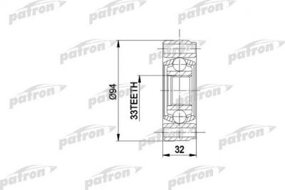 PATRON ШРУС внутр к-кт AUDI: 80, 90 1.3-2.0 80-88, VW: GOLF, JETTA, PASSAT, VENTO 1.6-1.8 (PCV3004)