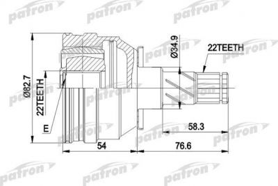 PATRON ШРУС внутр к-кт OPEL: ASCONA 1.3, ASTRA 1.7D 8.91-, CORSA 1.5/1.6 87-93, KADETT 1.0-1.3, 1.6D, VECTRA 1.4-1.6 (PCV3008)