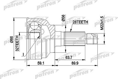 PATRON ШРУС наружн к-кт [A:28, B:32, D:88] MAZDA: 626 91- (PCV3021)