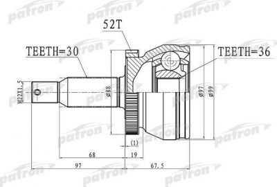 Patron PCV3072 шарнирный комплект, приводной вал на HYUNDAI SANTA FE II (CM)