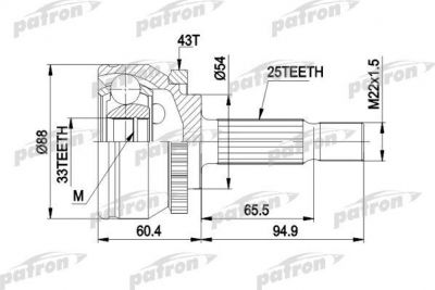 Patron PCV3416 шарнирный комплект, приводной вал на VOLVO S40 I (VS)