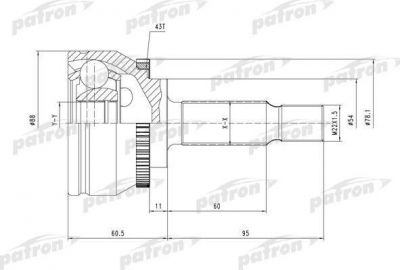 PATRON ШРУС наружн к-кт MITSUBISHI: Carisma 95-06, Space Star 98- (PCV3745)