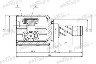 PATRON ШРУС внутр к-кт [A:22, B:23] OPEL: Corsa C/Meriva 05- (PCV4009)