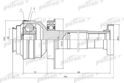 PATRON ШРУС внутр прав к-кт VW: Transporter T5/Multivan T5 1.9TDI (PCV4837)