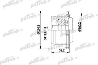 PATRON ШРУС внутр к-кт [B:34, D:124.2, 8мм под болт] WV: PASSAT В4/B3 АКПП, AUDI: 80 B4 АКПП (PCV5006)