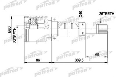 PATRON ШРУС внутр прав к-кт FORD: FOCUS 98 - 04, FOCUS универсал 99 - 04 АКПП 1.8, 2.0, 1,8TD (PCV5011)