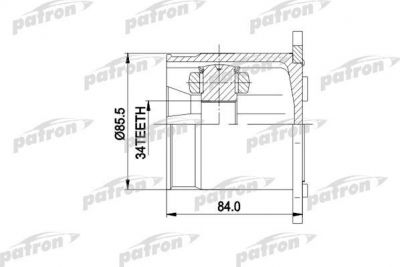PATRON ШРУС внутр к-кт [B:34, D:85.5, L:84] WV: SHARAN 00-, FORD: GALAXY 00-, SEAT: ALHAMBRA 00- АКПП/ 5-ст РКПП (PCV5031)